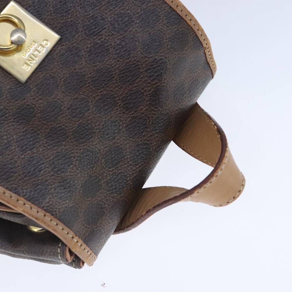 CELINE Macadam Canvas Backpack Pvc Leather Brown Gold - Picture 6 of 16